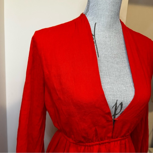 Free People Formentera Long Sleeve Mini Dress Red - Small Oversized - Picture 11 of 16